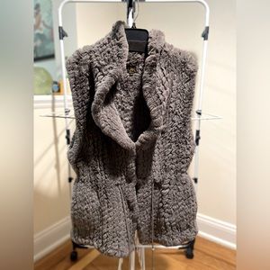 Genuine Rabbit fur vest by Metric Knits in grey.